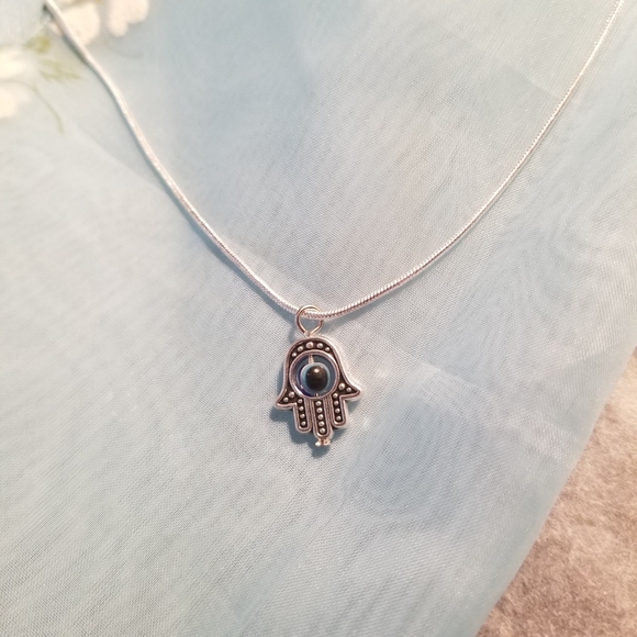 Hamsa & Evil Eye 22"\ .925 Sterling Silver Neckla - Picture 6 of 7